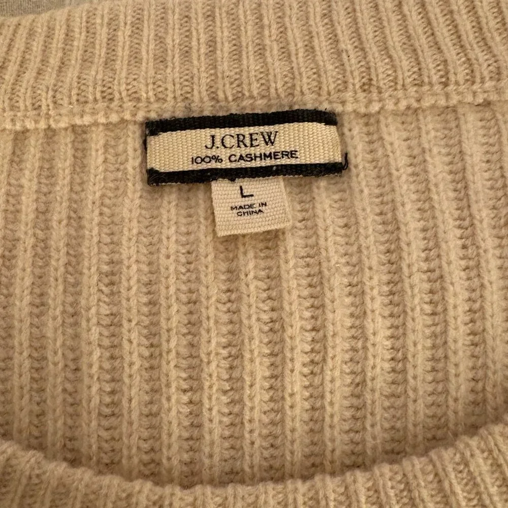 J Crew Ivory Cashmere Sweater Size L - Picture 3 of 3